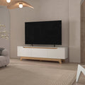 FM FURNITURE Lyman Entertainment Center with Two Doors. White and Natural Oak