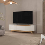 FM FURNITURE Lyman Entertainment Center with Two Doors. White and Natural Oak