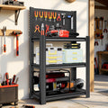3‑Tier Heavy‑Duty Metal Storage Shelving Unit with Pegboard, 660LBS Total Load‑Capacity, Adjustable Garage Tool Organizer Rack, Utility Storage Shelf for Warehouse Basement Workshop Office