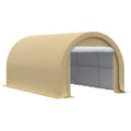 Outsunny Portable Garage Storage Tent with Zippered Door, Anti-UV PE Canopy, Beige, 10' x 16'