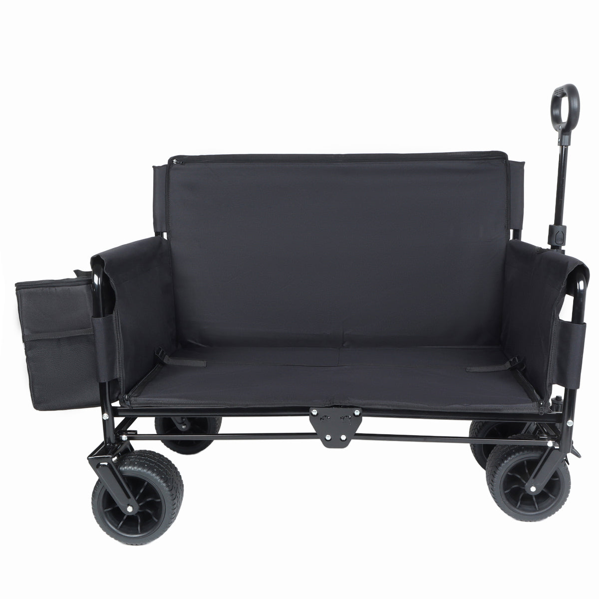 3-in-1 Convertible Folding Wagon Cart with Bench Seat & Storage - Includes 1 ice pack, 500lbs Heavy-Duty Utility Wagon, 180L Capacity All-Terrain Wheels for Camping, Beach, Sports, Garden, black