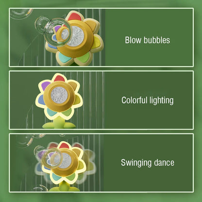 Dancing Sunflower Bubble Machine Automatic Electric Swing Soap Blowing Bubble Maker With Light Outdoor Toy For Kid Children Gift