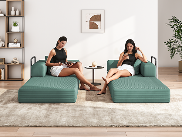 Folding Sofa Bed Convertable Corduroy Couch King Size Floor Sleeper 4-in-1 DIY Combination sofabed Fold Out Futon Lounge Comfy Foldable couches cama for Living Room