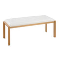 Contemporary Bench in Gold Metal and White Faux Leather