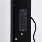 29.2' Small Size Left Bedside Cabinet Vanity Table + Cushioned Stool, 2 AC+2 USB Power Station, Hair dryer bracket, Extra Large Touch Control Sliding LED Mirror, Tri-color Switching, Brightness Adjust - Eloy Royal