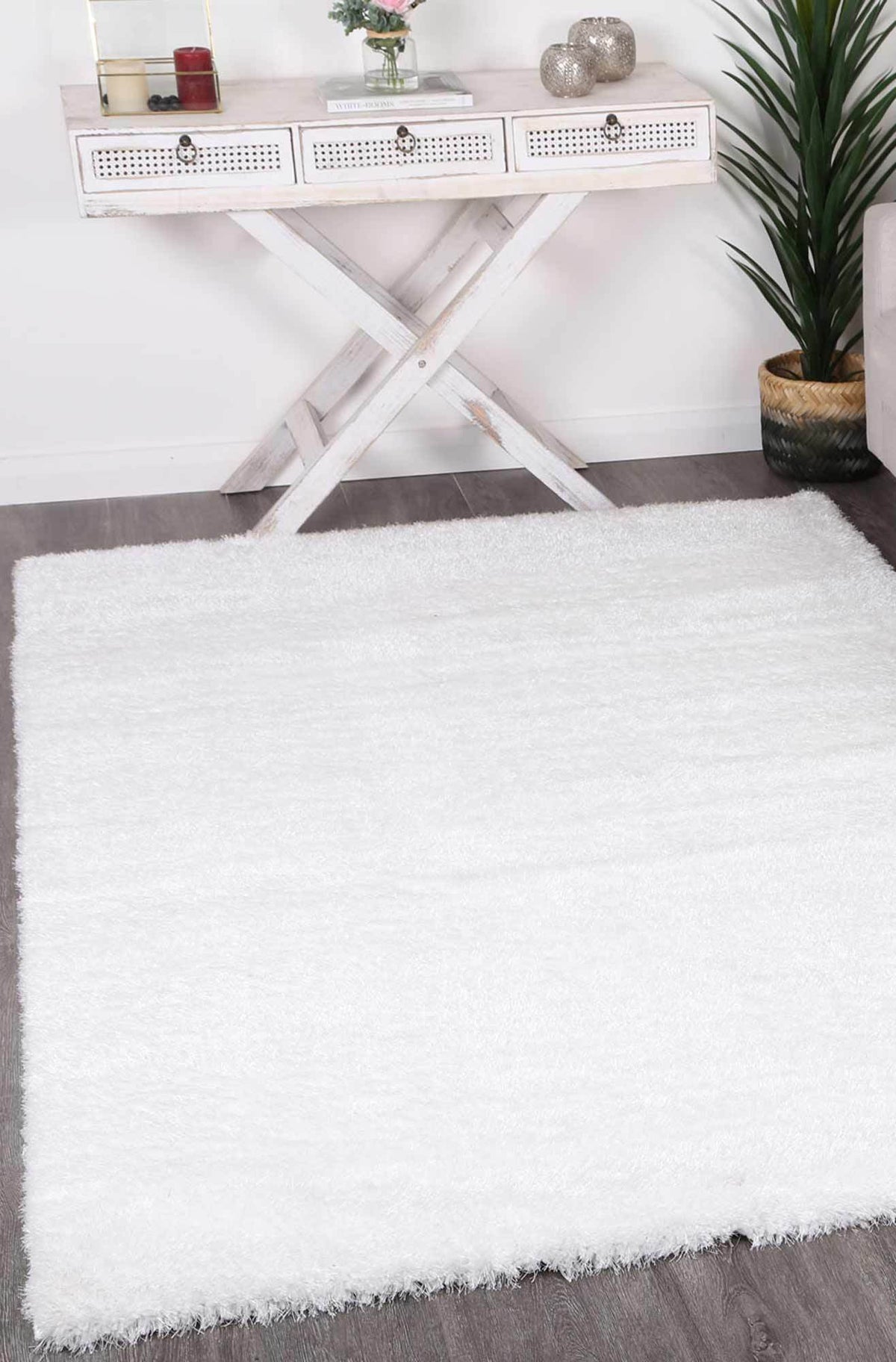 Zanca White Shaggy Rug 5x7, Modern & Soft 84*60 inch