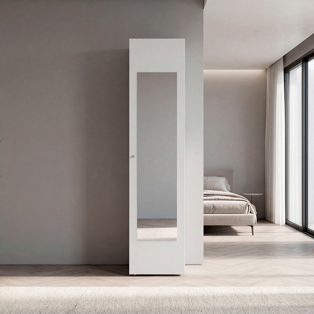 White Storage Cabinet with Mirror