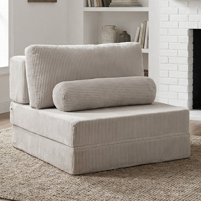 Foldable Castle Sofa Modular PlayCouchfor Living Room & Bedroom Instant Expansion Comfortable &Creative Design Furniture Seater with One Middle Seat,Light-Grey.