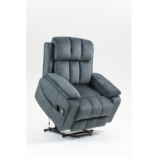 Oversized Lay Flat Recliner with Heat & Massage, Extended Footrest and Side Storage Cup Holder, USB Type C Charging for Adults Seniors