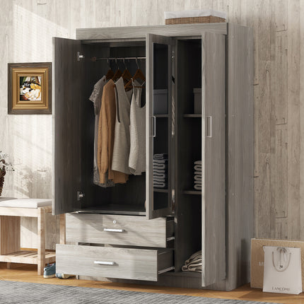 3-Door Mirror Wardrobe with shelves
