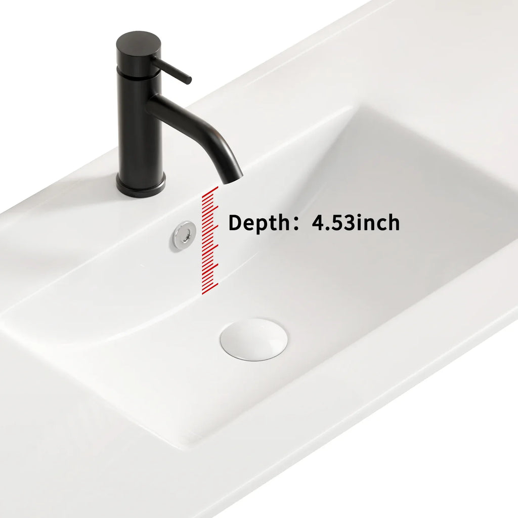 Ceramic Bathroom Sink – 121 x 46 x 17cm Thin Edge Vanity Basin, Single Bowl Countertop Porcelain Wash Basin for Bathroom, Toilet, Powder Room (No Faucet, No Drain ) - Eloy Royal
