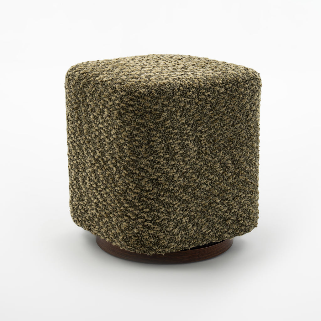 Olive Upholstered 360° Swivel Vanity Stool, Modern Makeup Chair with Soft Fabric Cushion for Bedroom or Living Room