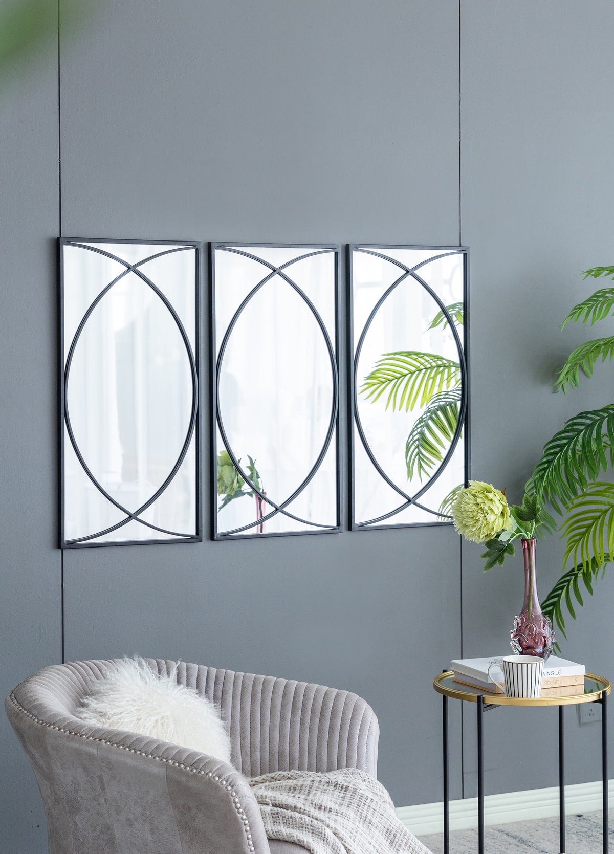 32'' Rectangular Wall Mirrors with Black Frame, Home Decor for Living Room Bedroom Entryway