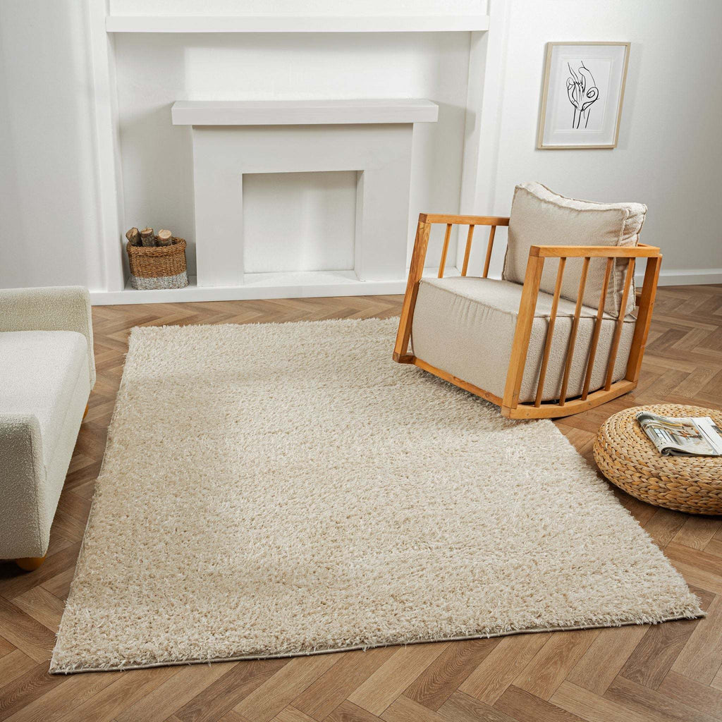 Merino Beige Shaggy Rug 5x7, Modern & Soft 84*60 inch