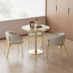 Round Modern Dinning Table 31.5 inches Bistro Table Tulip Table with Faux Marble top,Easy Assemble,Sturdy Metal Frame Diameter