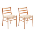 Dining Chairs Set of 2, Woven Rope Seat with Sturdy Metal Frame, Mid Century Modern Dining Room Chairs for Kitchen, Living Room, Restaurant