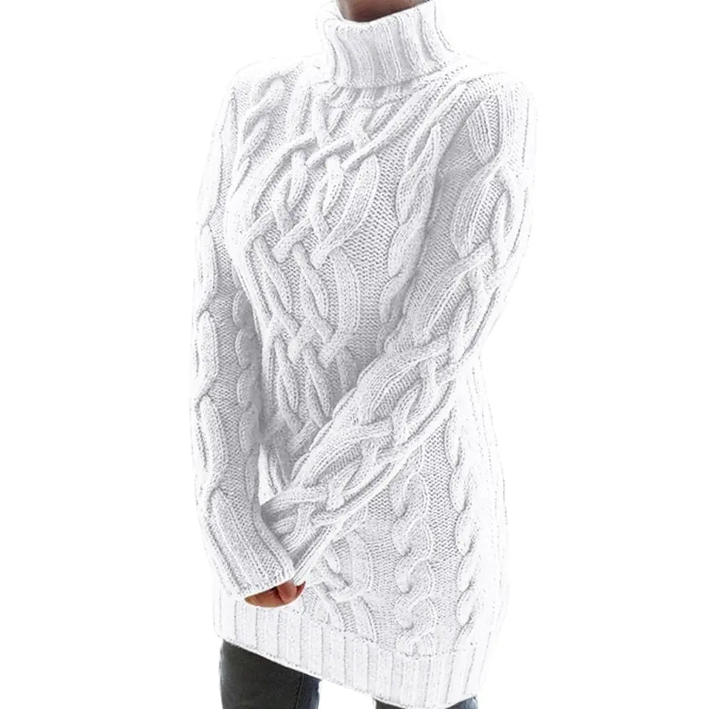 Turtleneck Twist Knitted Sweater Dress - Eloy Royal