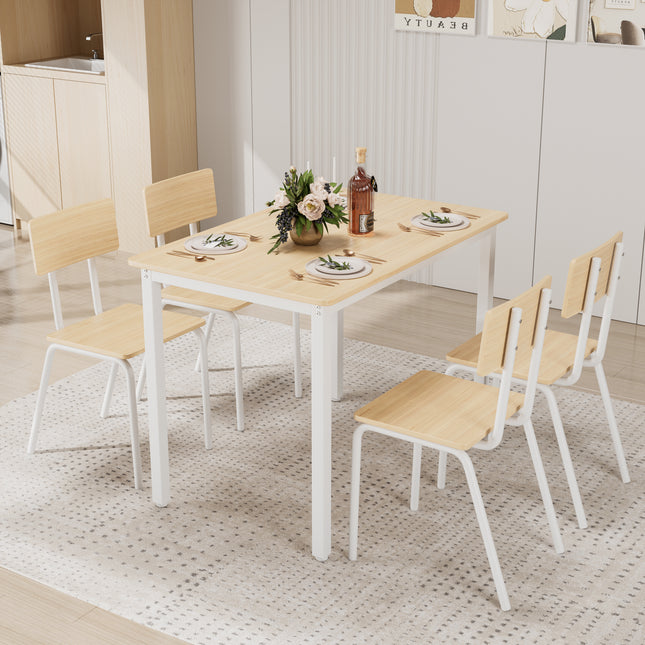 5-Piece Dining Table Set with 4 Chairs, 43' Kitchen Table & Chairs Set for 4, Dining Room Table with Metal Frame & MDF Board, Perfect for Small Space, Easy Clean