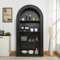 78.74' Tall Arched Bookcase, Mid Century Modern 4-Tier Arched Storage Bookcase with Open Display Storage Shelf for Dining Room, Living Room,Bedroom (Black)