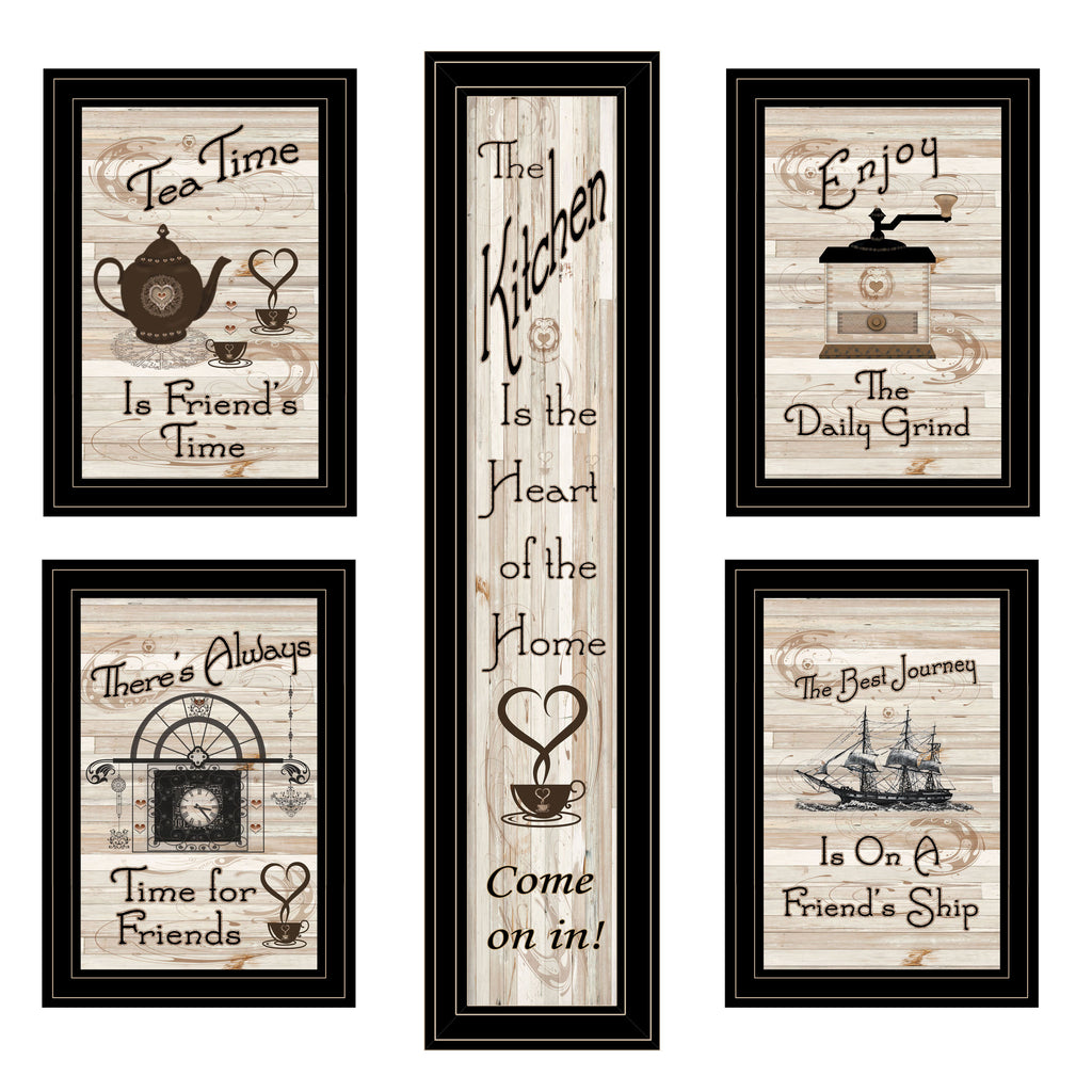 'Kitchen Friendship Collection' 5-Piece Vignette By Trendy Decor 4U, Black Frame