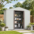 8ft x 4ft Outdoor Metal Storage Shed with metal foundation White(W54071038)