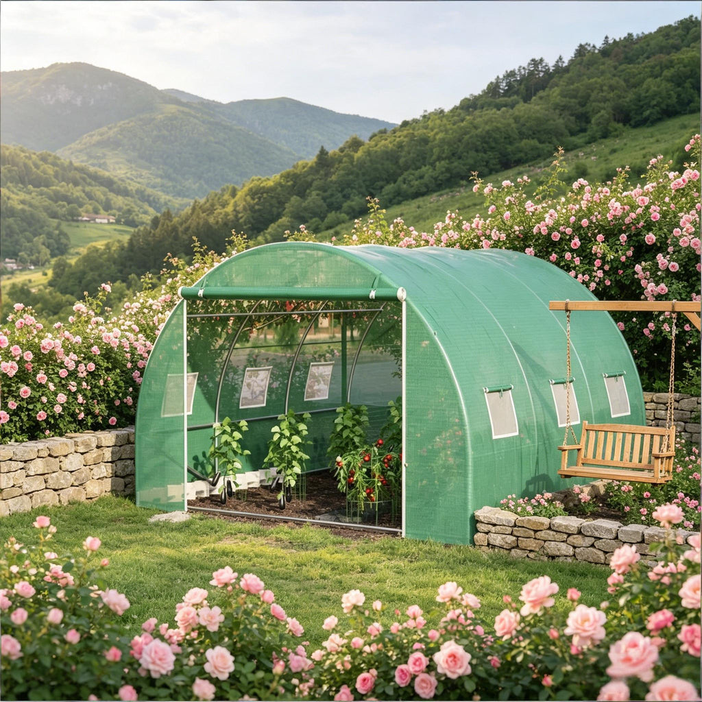 Garden Greenhouse,Walk-in Tunnel Greenhouse,Greenhouse with Roll-Up Windows