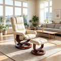 Contemporary Recliner Set,Reclining Chair with 360° Rotation and Matching Ottoman,Luxury Swivel Recliner with Integrated Footstool