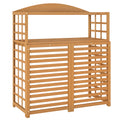 Outsunny Wood Air Conditioner Fence, Outdoor Privacy Screen Potting Table with Shelves, Pool Equipment Enclosure AC Fence for Patio, Light Brown