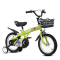 FKZNPJ 16 inch Kids Bike with Training Wheels and Stand, Adjustable Saddle, Green, Iron+Plastic, for Boys and Girls Ages 4-8, Height 41-53 Inches