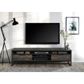 71 in Rustic Gray Wood TV Stand with 5 Shelves and 2 Drawers, Living Room Media Console for 70' to 80' TVs
