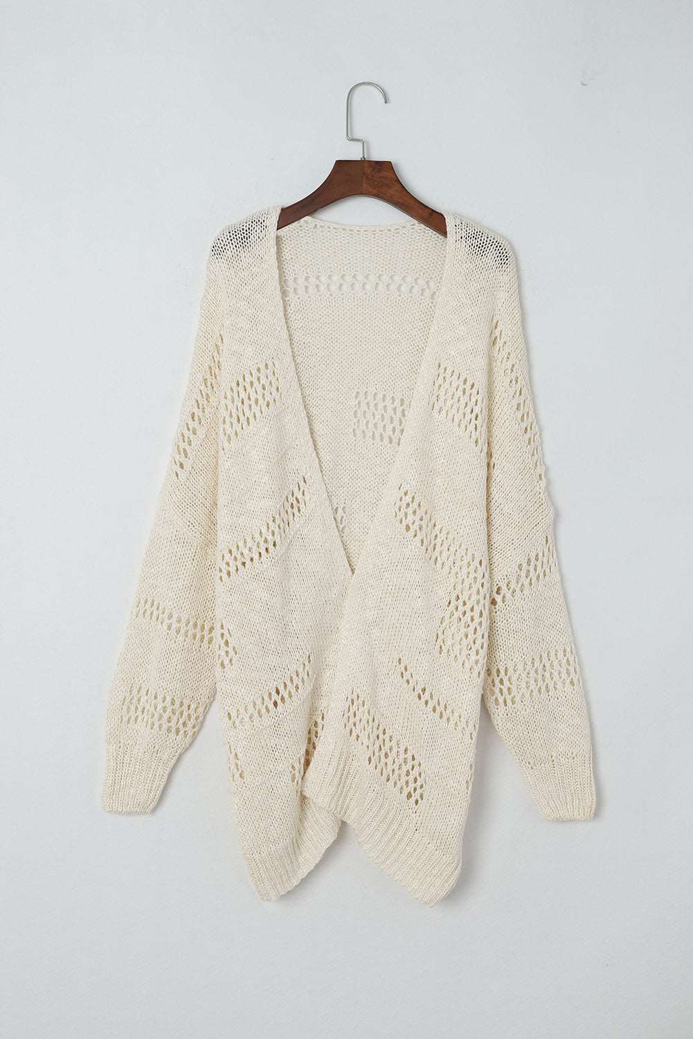 Apricot Casual Hollowed Knit Dolman Sleeve Cardigan