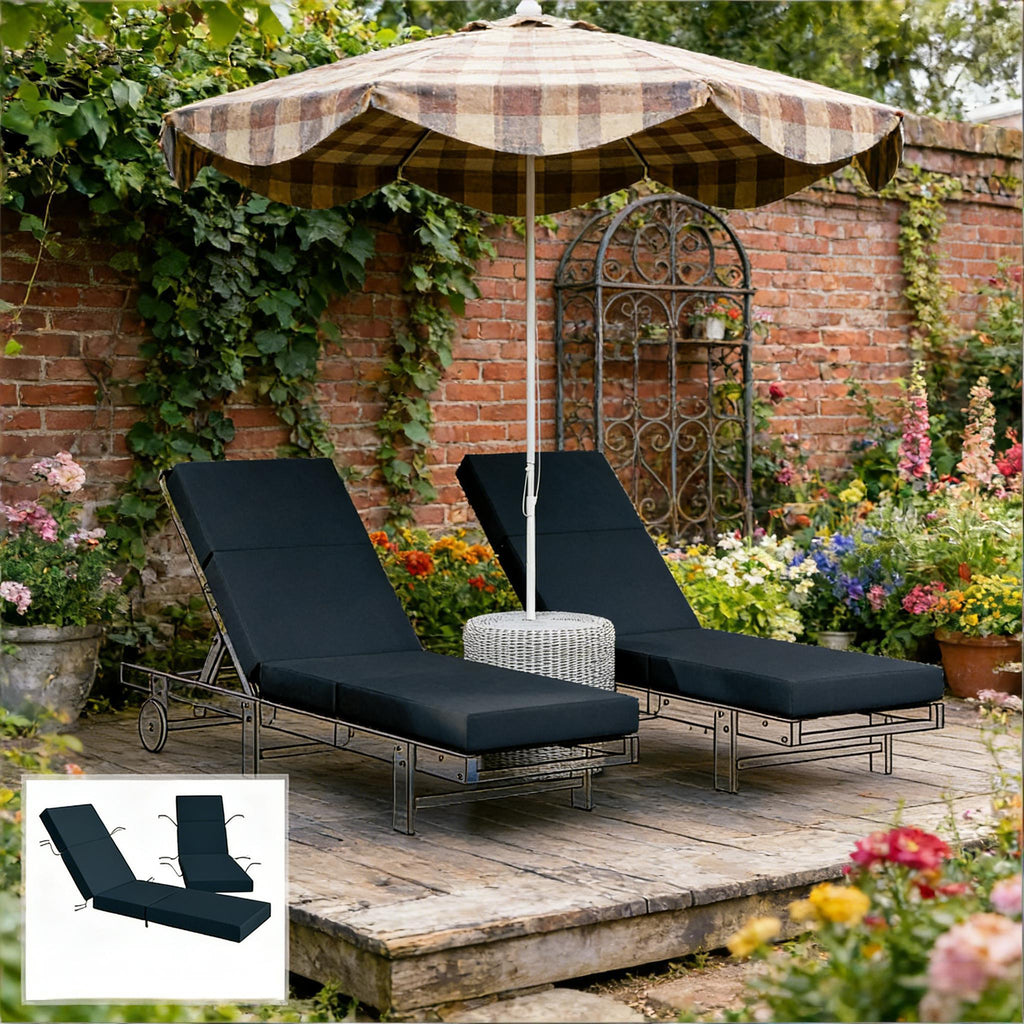 Outdoor Lounge Chair Cushions,Set of 2 Patio Chaise Lounge Cushion(Only Cushion)