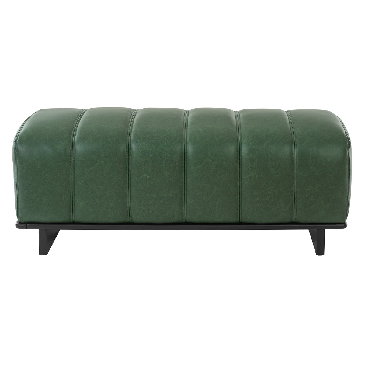 Modern Green PU Dining Bench with Rubber Wood and Plywood Frame, 250lbs Capacity, Comfortable Seating for Dining Room or Living Area