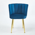 Modern Blue Dining Chair Set with Velvet Comfort and Golden Iron Legs for Dining and Living Room