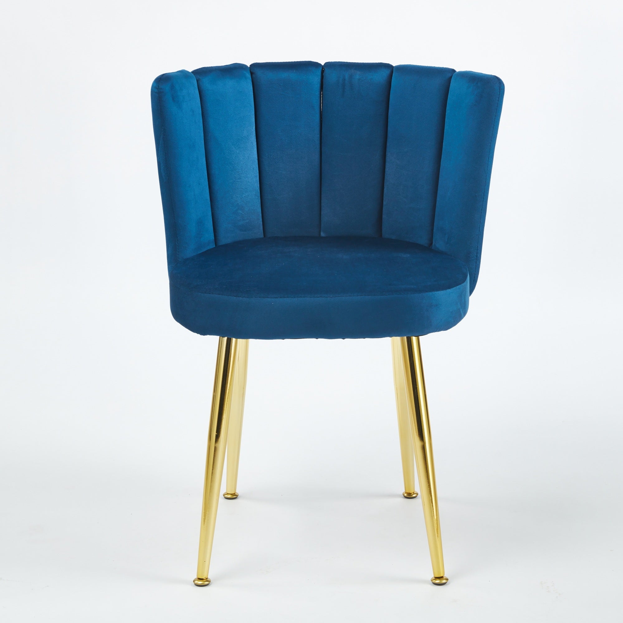 Modern Blue Dining Chair Set with Velvet Comfort and Golden Iron Legs for Dining and Living Room