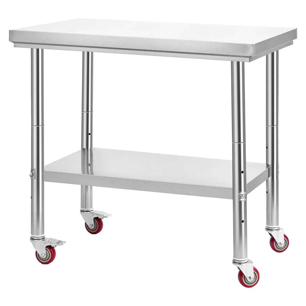 Stainless Steel Table, 24 x 35.4 Inches Food Prep Worktable with Wheels, Kitchen Prep Table with Adjustable Undershelf Workstations for Commercial Kitchen, Restaurant, Hotel and Garage, Outdoor - Eloy Royal