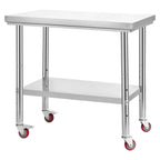 Stainless Steel Table, 24 x 35.4 Inches Food Prep Worktable with Wheels, Kitchen Prep Table with Adjustable Undershelf Workstations for Commercial Kitchen, Restaurant, Hotel and Garage, Outdoor - Eloy Royal