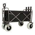 Fishing Cart with Rod Holders ,Beach Wagon with Big Wheels for Sand 500lbs capacity - All Terrain Steel Frame Utility Cart with 9' Pneumatic Tires,strap with multiuse bag ,black