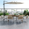 7-piece Outdoor Dining Set,Dining Chair Set of 6(Gray)+Acacia Wood Expandable Dining Table