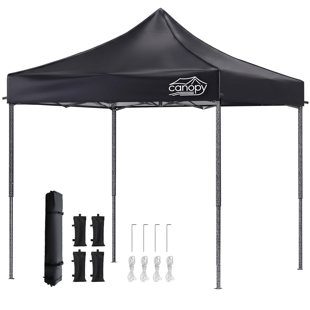 10x10 Pop Up Canopy, 3-in-1 9m Sidewall, Black Speckled Frame, Black Silver-Coated Top UPF50+ WR, 4 Heights 6.7-7.6ft, 1Sidewall+2 Windows, incl Stakes/Sandbags/Ropes/Bag for Market Camping Beach
