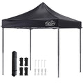 10x10 Pop Up Canopy, 3-in-1 9m Sidewall, Black Speckled Frame, Black Silver-Coated Top UPF50+ WR, 4 Heights 6.7-7.6ft, 1Sidewall+2 Windows, incl Stakes/Sandbags/Ropes/Bag for Market Camping Beach