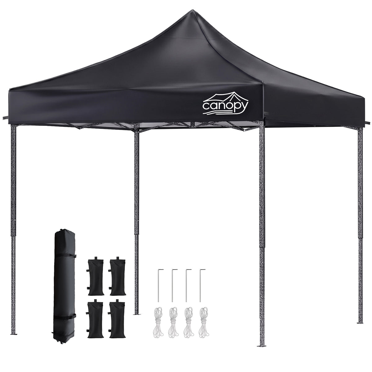 10x10 Pop Up Canopy, 3-in-1 9m Sidewall, Black Speckled Frame, Black Silver-Coated Top UPF50+ WR, 4 Heights 6.7-7.6ft, 1Sidewall+2 Windows, incl Stakes/Sandbags/Ropes/Bag for Market Camping Beach