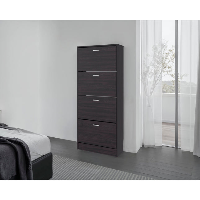 Wenge Vertical Shoe Cabinet with Doors