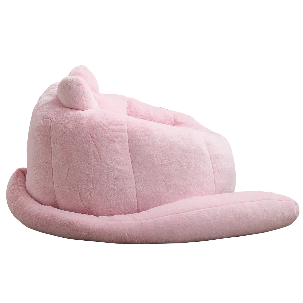 Pink Cat-shaped Adult Bean Bag Sofa with High-Density Foam, Faux Fur Upholstery, No Assembly Required