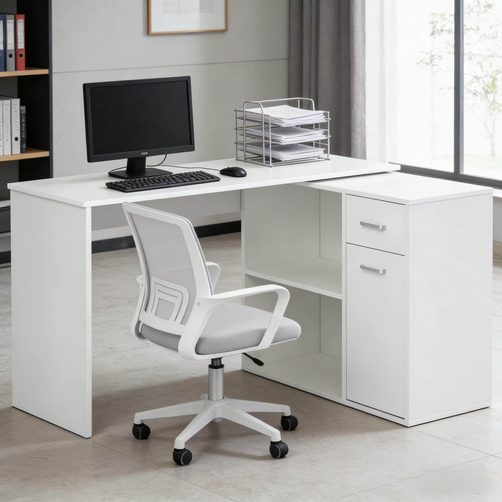 Rotating Office Corner Desk,L Shaped Computer Desk,Home Office Workstation,Writing Desk