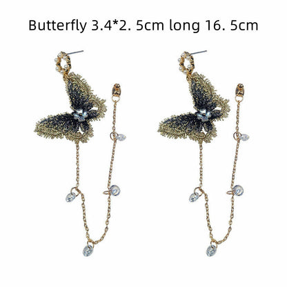 S925 Silver Needle Fashion Long Fringed Rhinestone Earrings