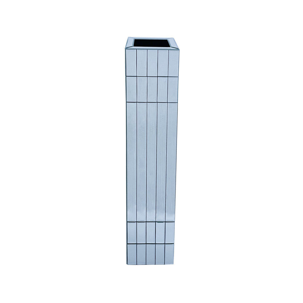 Silver Mirrored Floor Vase, 36.02' Tall Decorative Vase for Living Room, Home Decor with Premium MDF and Glass, Modern Style