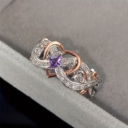 Women's Simple Heart-shaped Zircon Ring