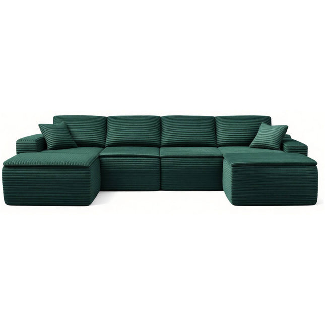 134' Modern Minimalist Modular Sectional Couch, Comfort L Shaped 4-Seat Lounge Sofa with Seat Cushion&Ottoman, Left Hand Facing