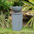 35.5' Polyresin Gray Zen Bowl Water Fountain, Outdoor Bird Feeder /Bath Fountains, Relaxing Water Feature for Garden Lawn Backyard Porch